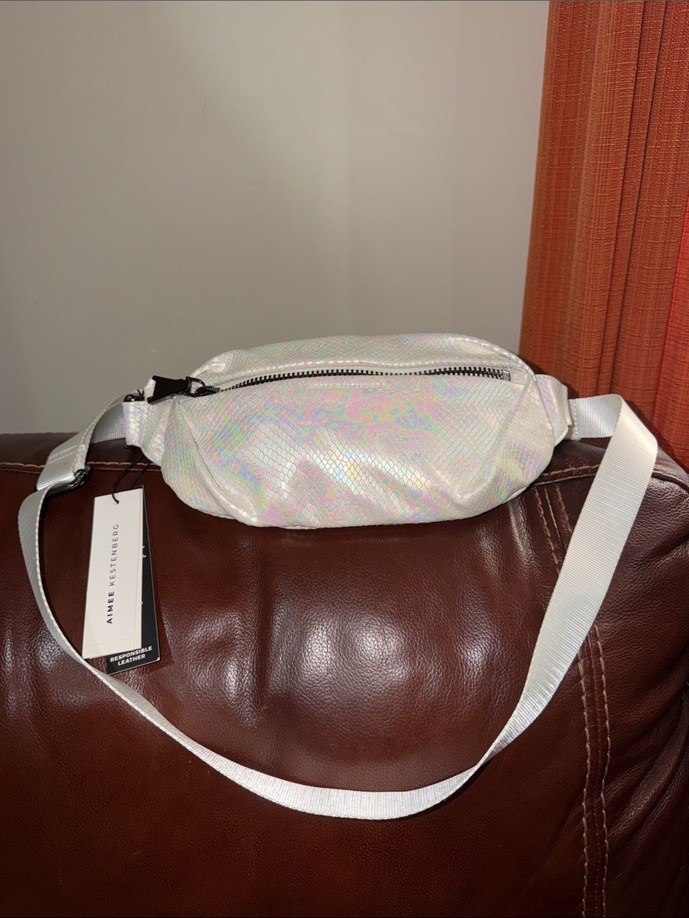 ‼️ NEW Aimee Kestenberg Milan Bum Bag Hologram Snakeprint Sling Belt Bag